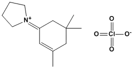 Molecular Structure of 5216-85-3 (Pyrrolidinium, 1-(3,5,5-trimethyl-2-cyclohexen-1-ylidene)-, perchlorate)